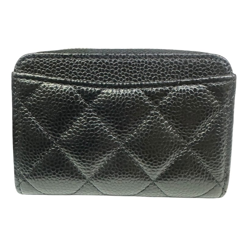 【美收精品】CHANEL黑色牛皮荔枝紋零錢包 4-472-1