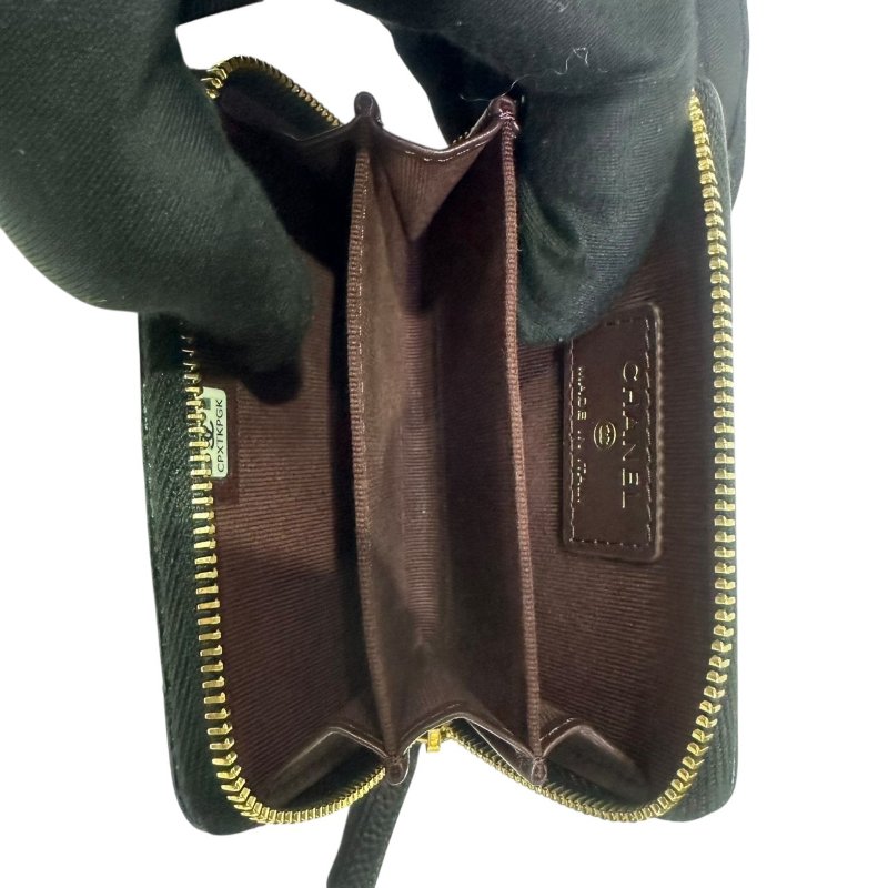 【美收精品】CHANEL黑色牛皮荔枝紋零錢包 4-472-6