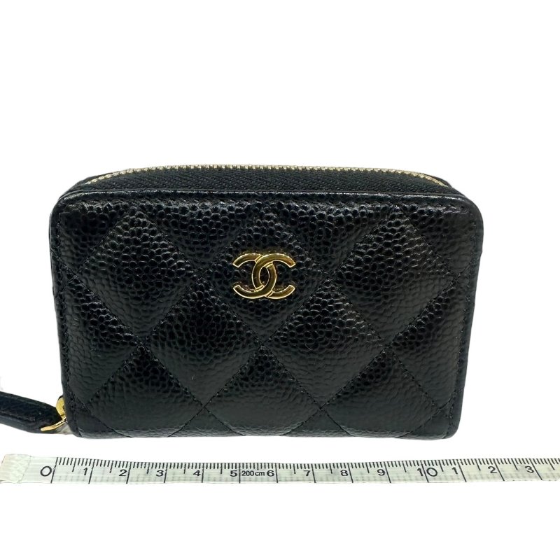 【美收精品】CHANEL黑色牛皮荔枝紋零錢包 4-472-14