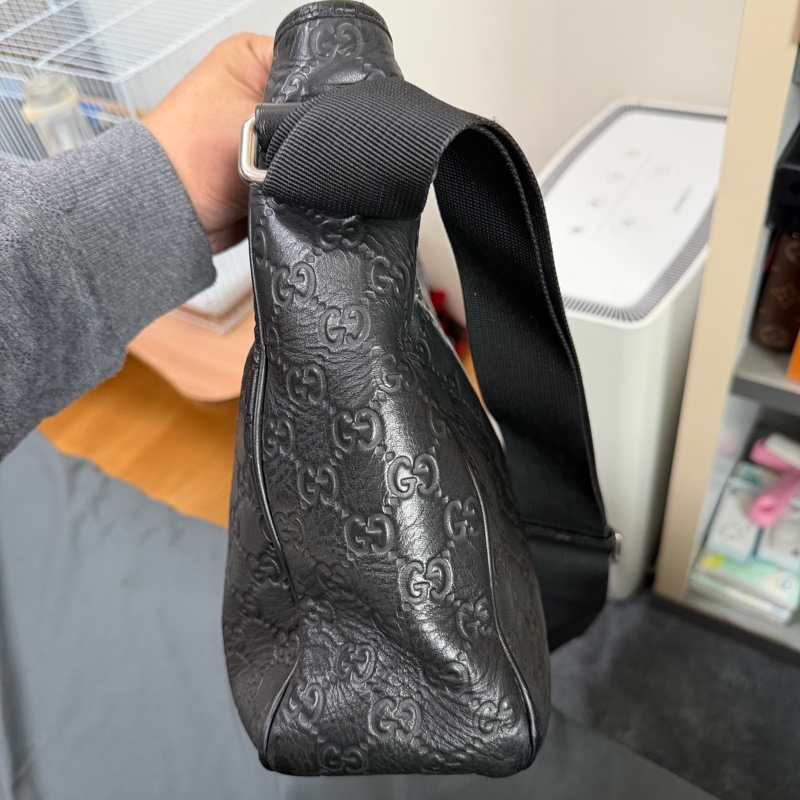 Gucci 黑色牛皮單肩斜挎包-3