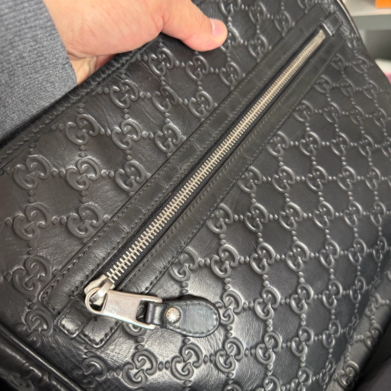 Gucci 黑色牛皮單肩斜挎包-5