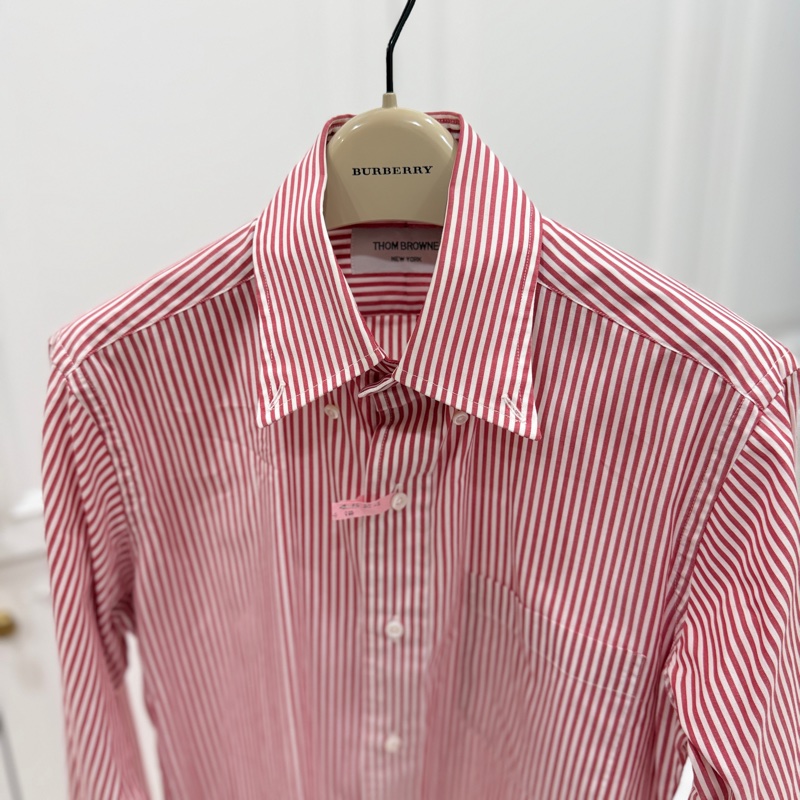 THOM BROWNE 紅白 直條紋 長袖 襯衫 上衣-2