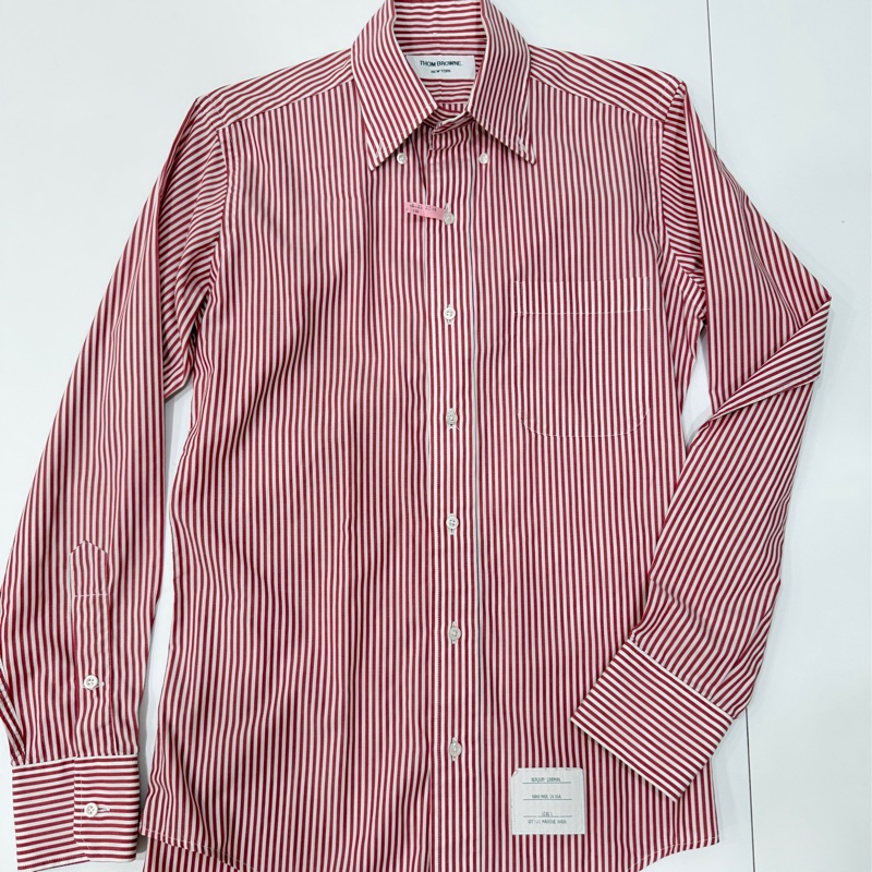 THOM BROWNE 紅白 直條紋 長袖 襯衫 上衣-8