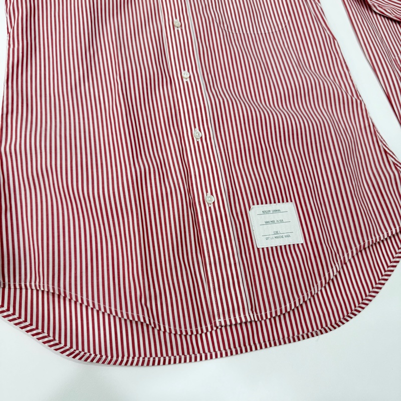 THOM BROWNE 紅白 直條紋 長袖 襯衫 上衣-13