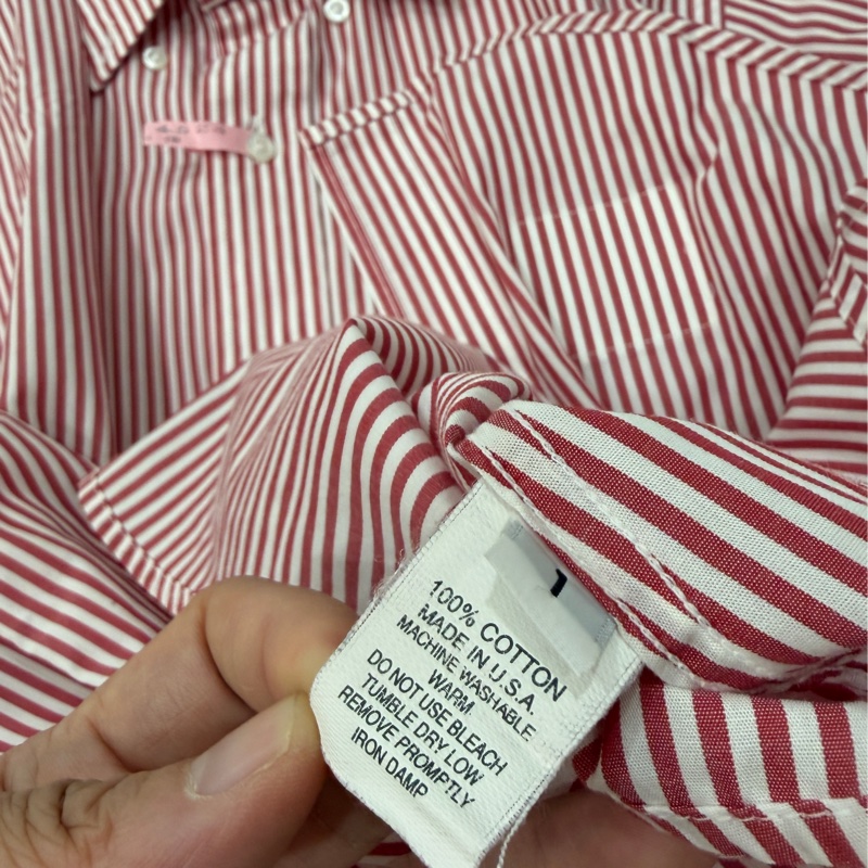 THOM BROWNE 紅白 直條紋 長袖 襯衫 上衣-14