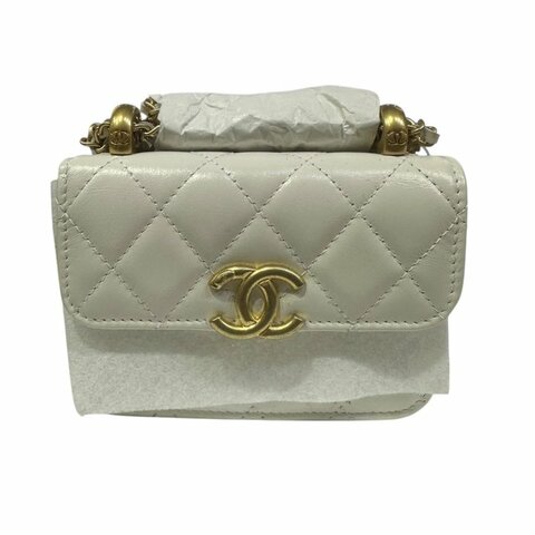 【美收精品】CHANEL白色亮皮小肩背包 4-476