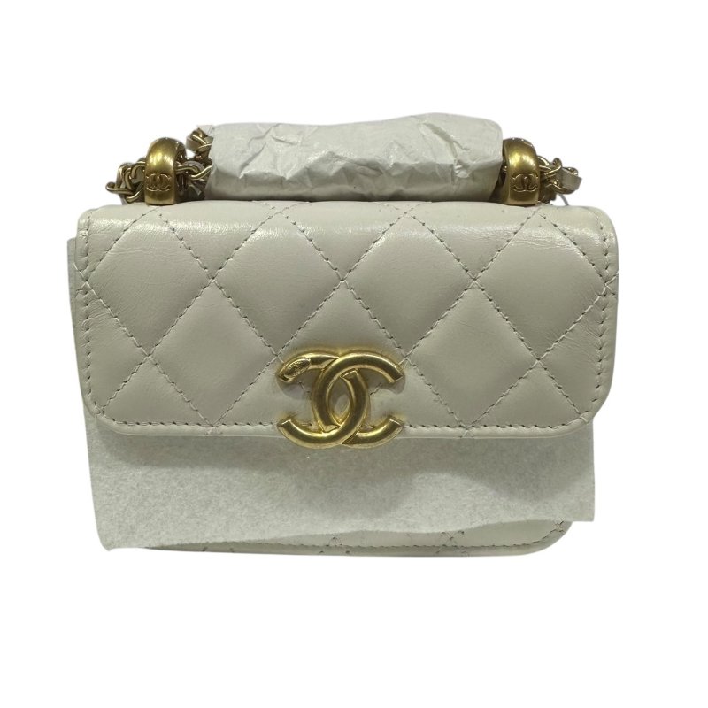 【美收精品】CHANEL白色亮皮小肩背包 4-476-0