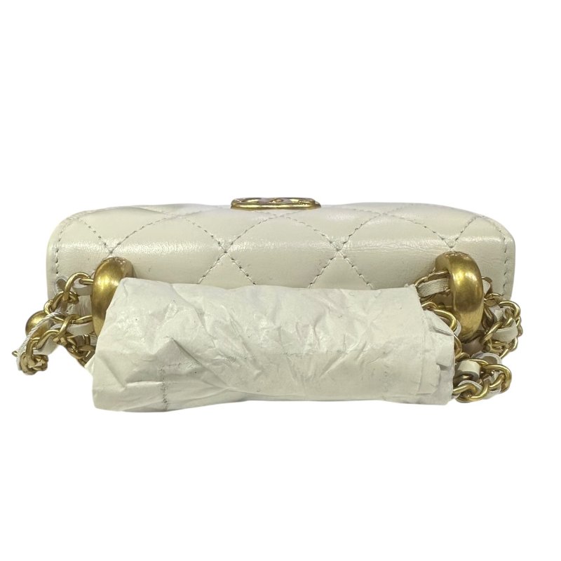 【美收精品】CHANEL白色亮皮小肩背包 4-476-3