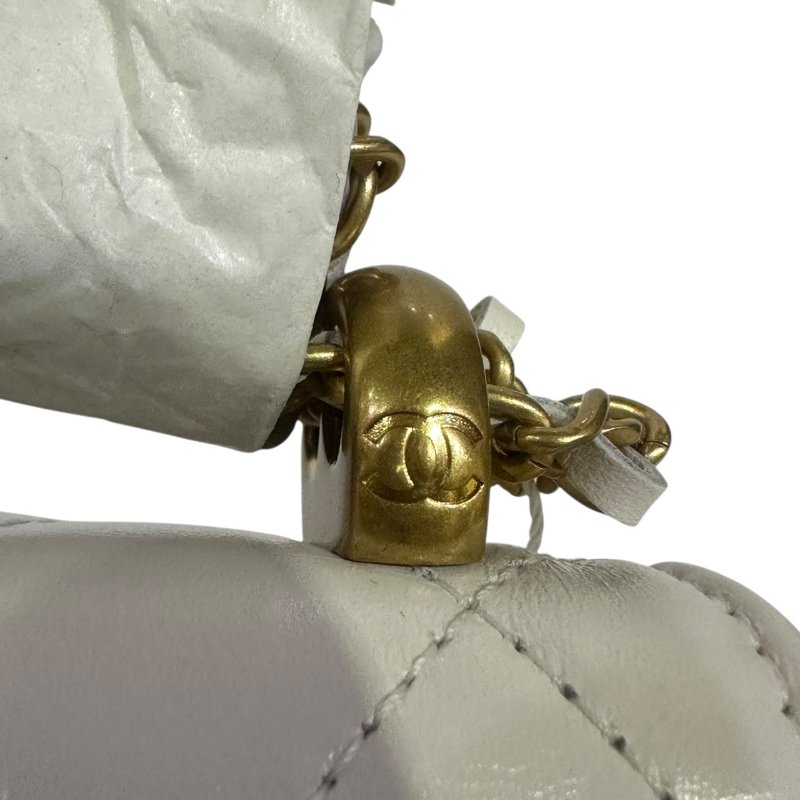 【美收精品】CHANEL白色亮皮小肩背包 4-476-10