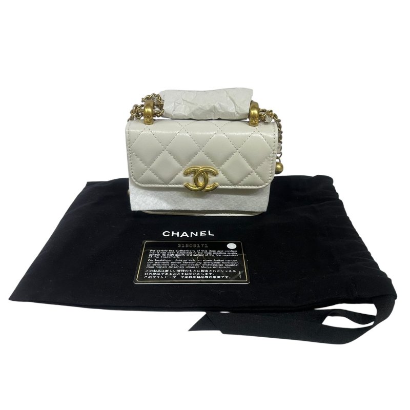 【美收精品】CHANEL白色亮皮小肩背包 4-476-14