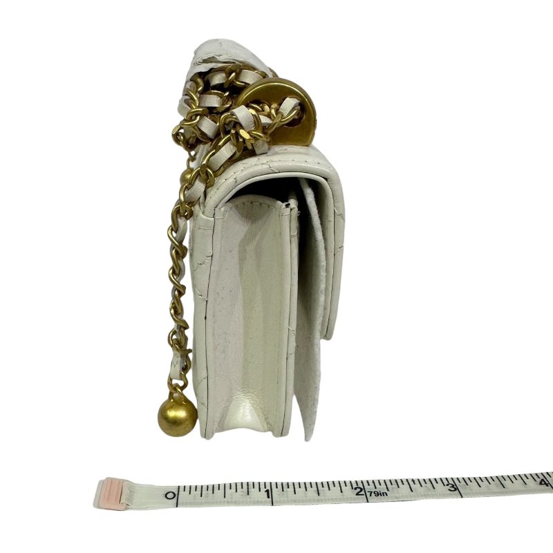 【美收精品】CHANEL白色亮皮小肩背包 4-476-15