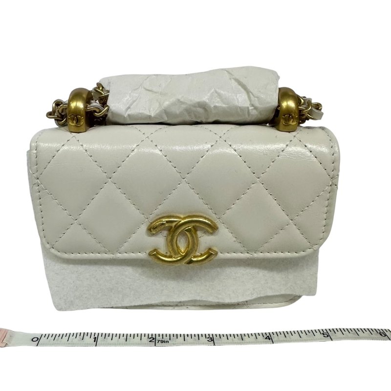 【美收精品】CHANEL白色亮皮小肩背包 4-476-16