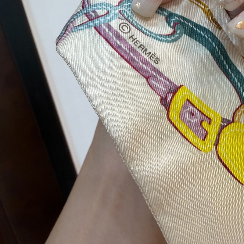 HERMES 愛馬仕 BRIDES DE GALA APPLIQUE PIQUE TWILLY 絲巾 頭巾 綁帶 絲帶-9