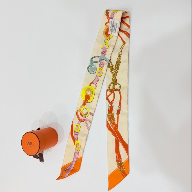 HERMES 愛馬仕 BRIDES DE GALA APPLIQUE PIQUE TWILLY 絲巾 頭巾 綁帶 絲帶-10