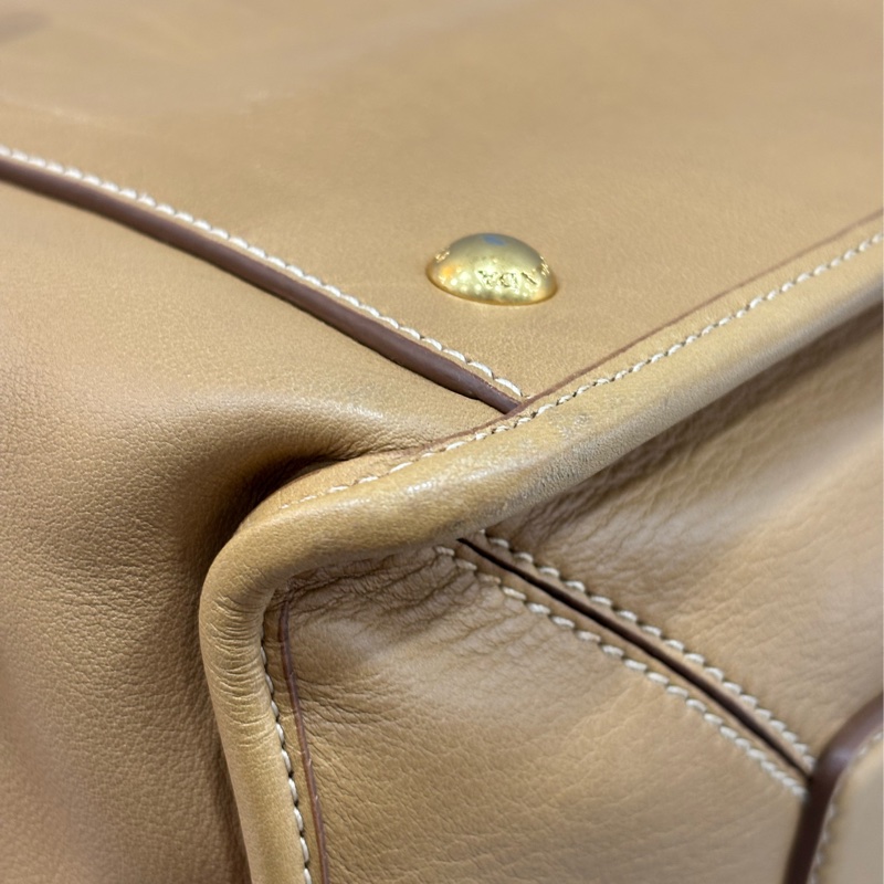 PRADA BN2135 大地色 全牛皮 手提包 購物包 肩背包 托特包 旅行袋 公事包 健身房-42