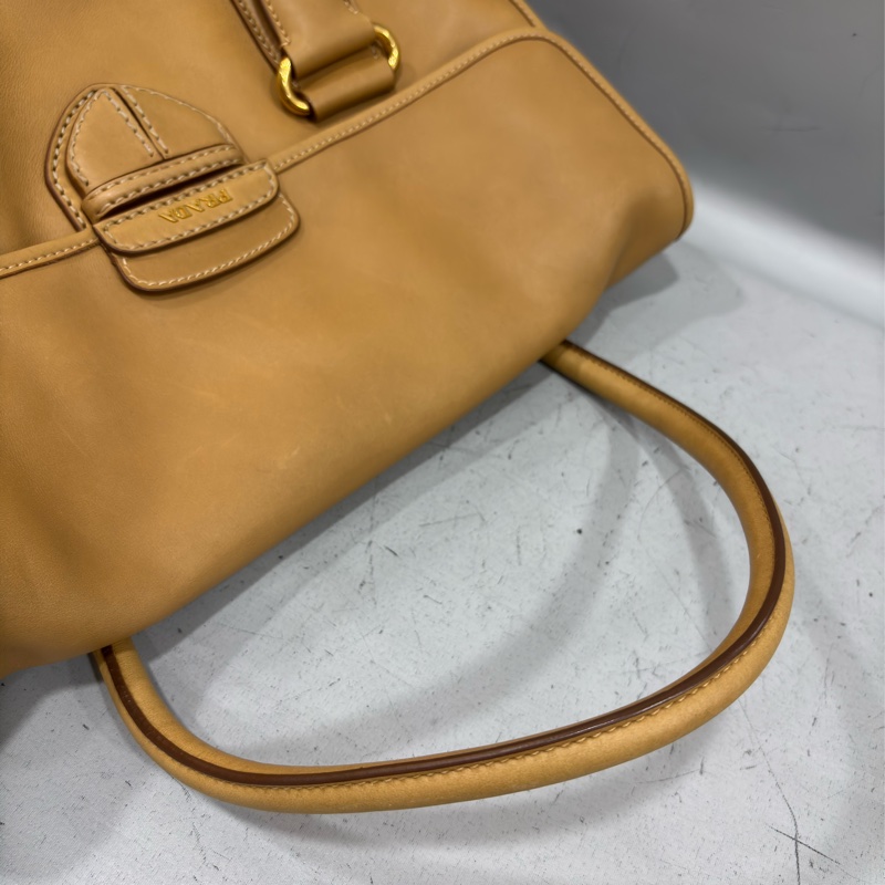 PRADA BN2135 大地色 全牛皮 手提包 購物包 肩背包 托特包 旅行袋 公事包 健身房-77