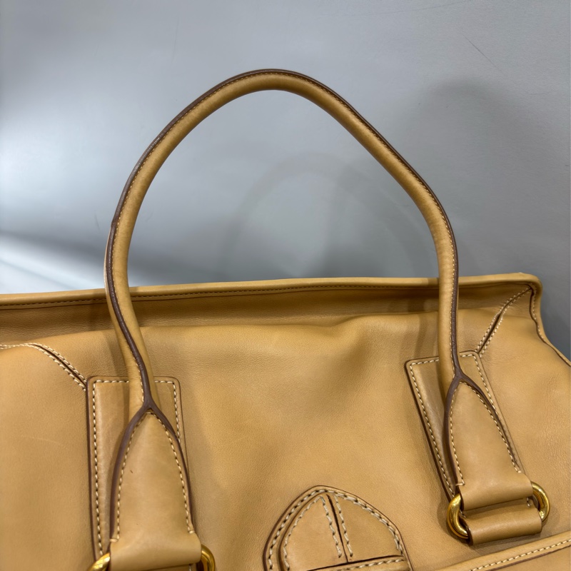 PRADA BN2135 大地色 全牛皮 手提包 購物包 肩背包 托特包 旅行袋 公事包 健身房-78