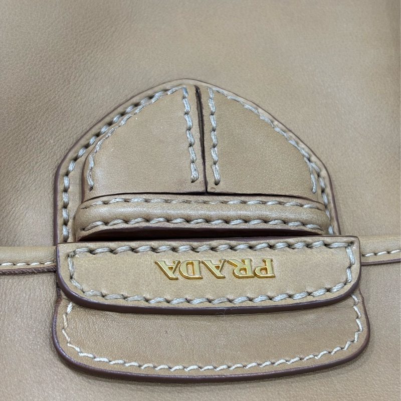 PRADA BN2135 大地色 全牛皮 手提包 購物包 肩背包 托特包 旅行袋 公事包 健身房-79