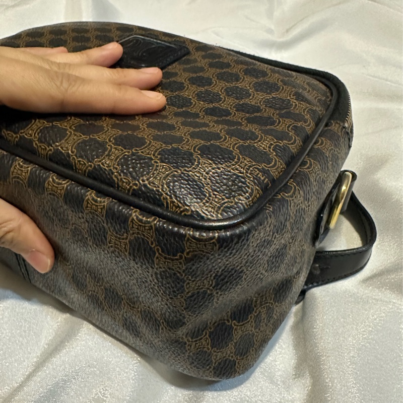 Celine vintage黑花相機包-7