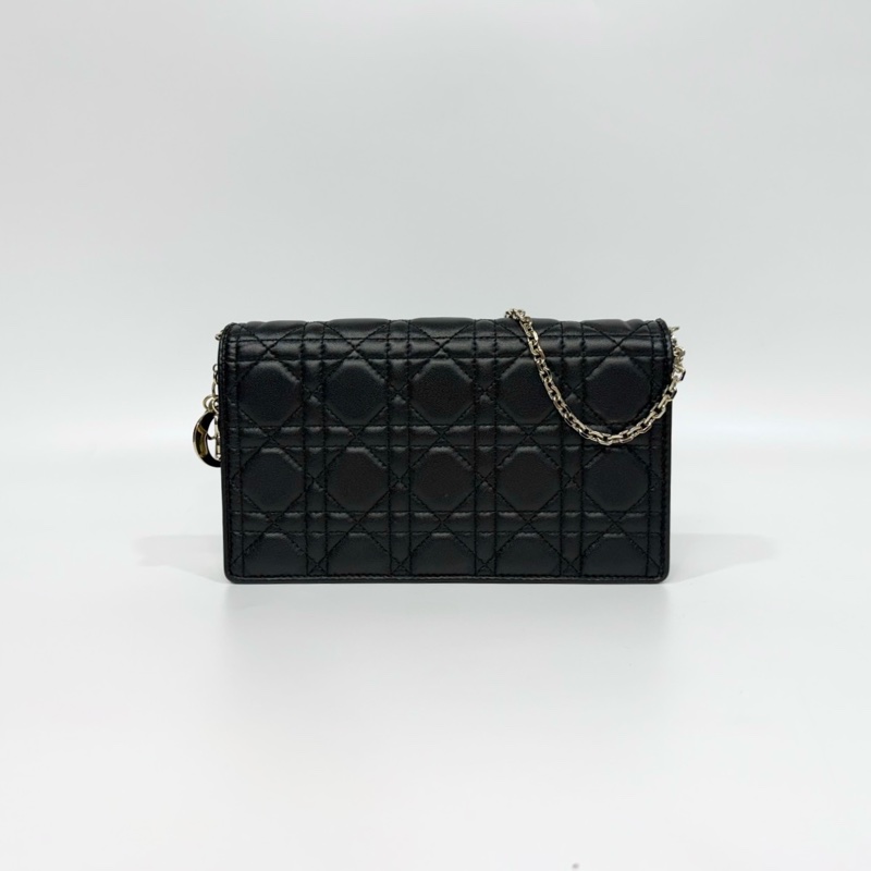 Dior 黑金羊皮藤格紋Lady Dior Pouch斜背包S0204ONMJ-1