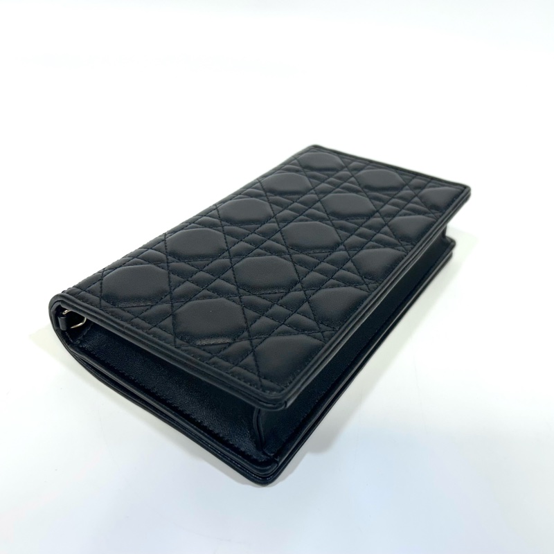 Dior 黑金羊皮藤格紋Lady Dior Pouch斜背包S0204ONMJ-13