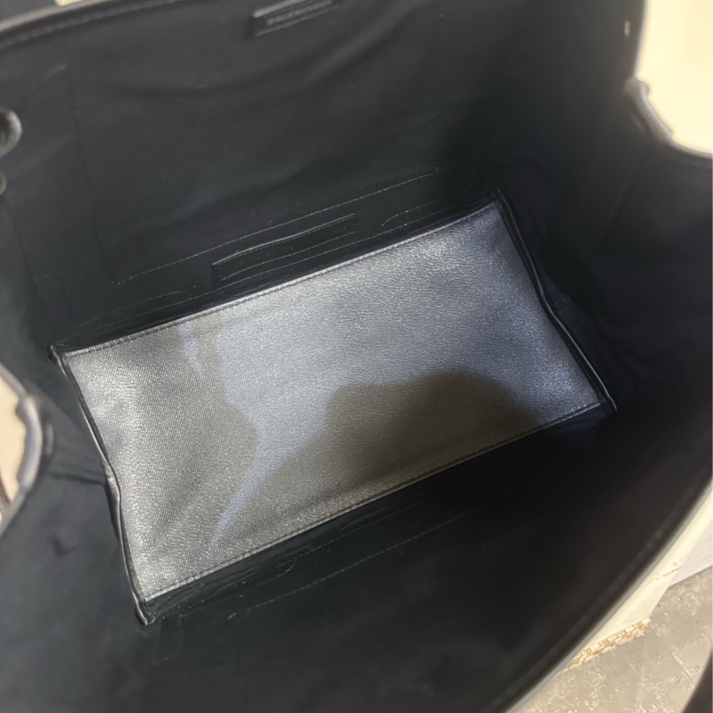Balenciaga 灰PVC黑牛皮銀釦滿版logo Navy Cabas 小號手提托特包-8