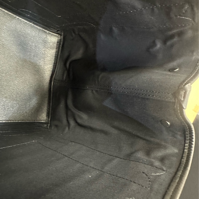 Balenciaga 灰PVC黑牛皮銀釦滿版logo Navy Cabas 小號手提托特包-10