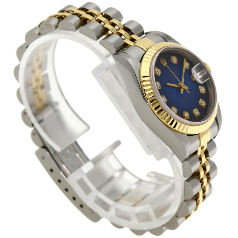 勞力士 69173G Datejust 10P 鑲鑽藍色漸變不鏽鋼腕錶(SSx18KYG),女款-1