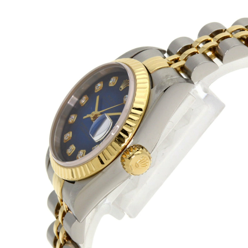 勞力士 69173G Datejust 10P 鑲鑽藍色漸變不鏽鋼腕錶(SSx18KYG),女款-4