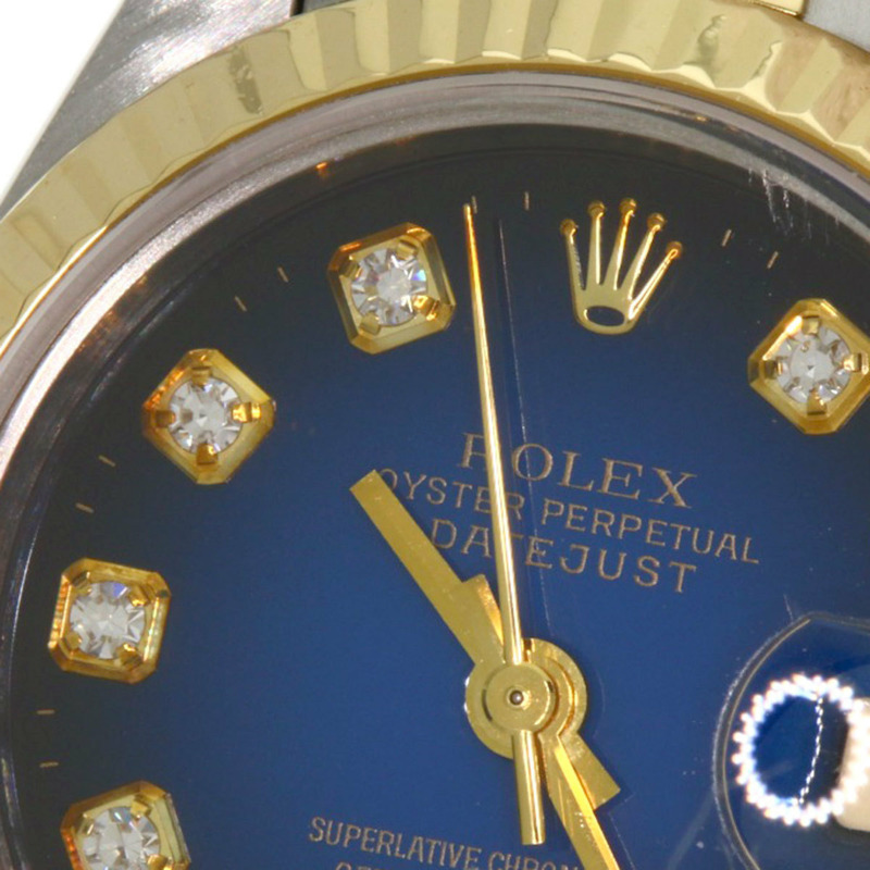 勞力士 69173G Datejust 10P 鑲鑽藍色漸變不鏽鋼腕錶(SSx18KYG),女款-22