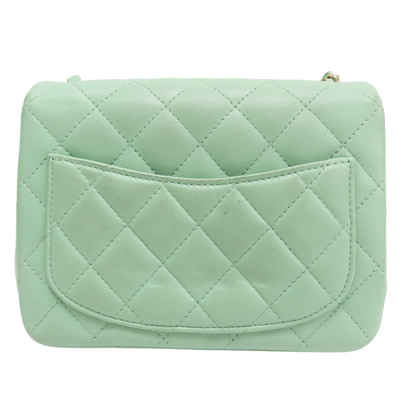 綠色 菱格紋 羊皮 鏈帶 肩背包 金釦【CHANEL 香奈兒】 A35200-1