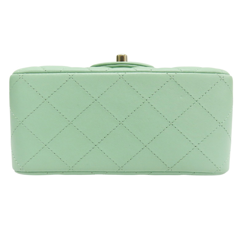 綠色 菱格紋 羊皮 鏈帶 肩背包 金釦【CHANEL 香奈兒】 A35200-3