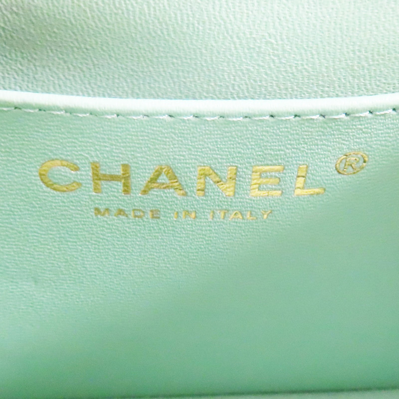 綠色 菱格紋 羊皮 鏈帶 肩背包 金釦【CHANEL 香奈兒】 A35200-6