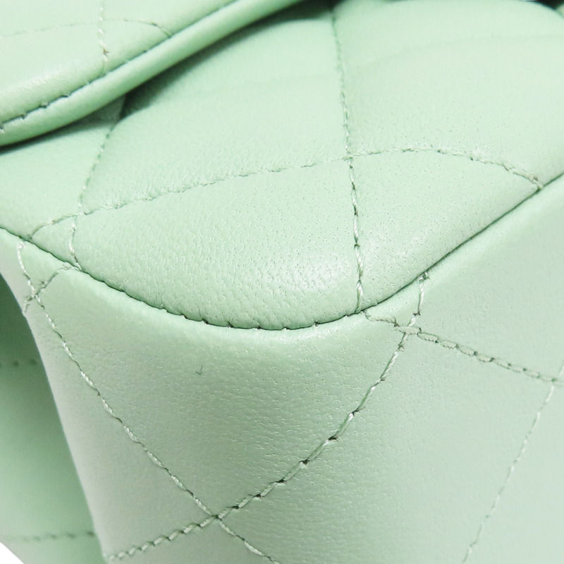 綠色 菱格紋 羊皮 鏈帶 肩背包 金釦【CHANEL 香奈兒】 A35200-9