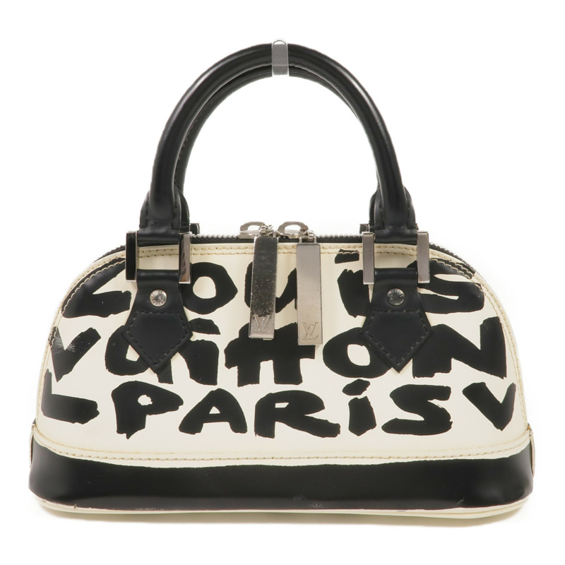 LOUIS VUITTON Monogram Graffiti Alma Horizontal Handbag銀扣手挽袋-0