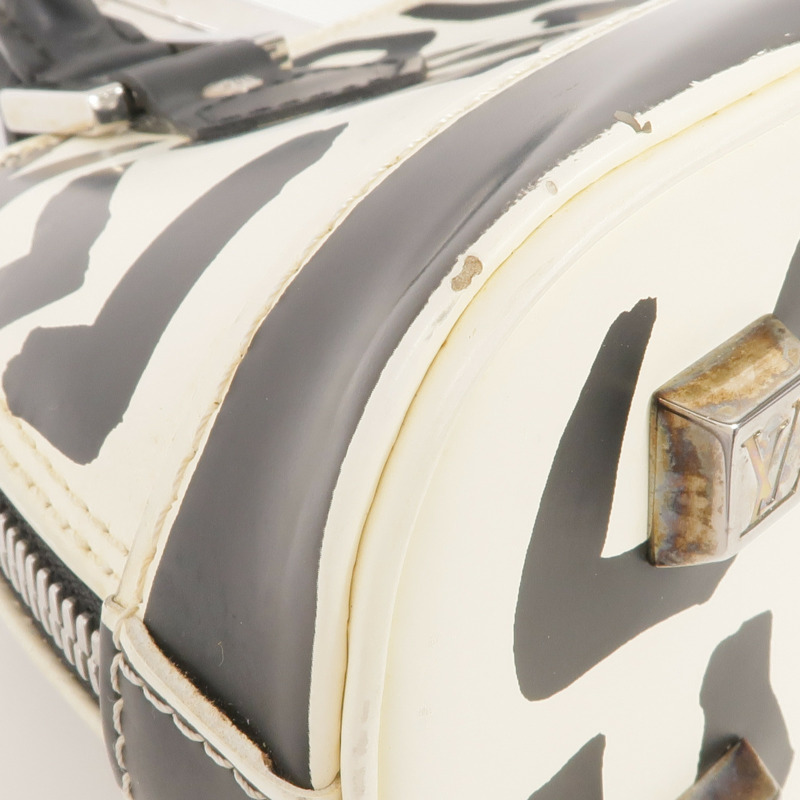 LOUIS VUITTON Monogram Graffiti Alma Horizontal Handbag銀扣手挽袋-6