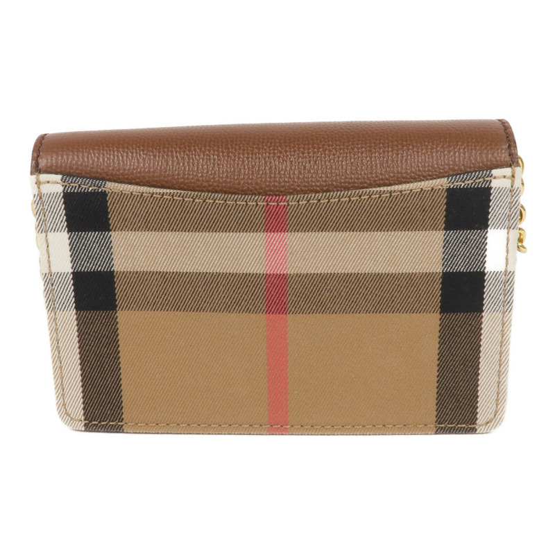 BURBERRY 牛皮皮革/帆布Chain Shoulder金扣鏈帶肩背袋-1