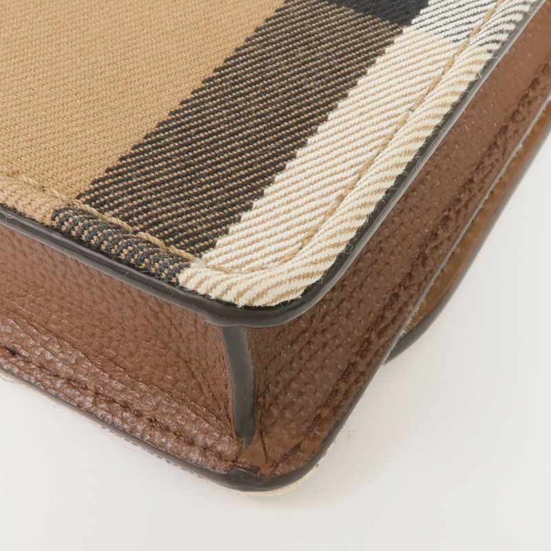 BURBERRY 牛皮皮革/帆布Chain Shoulder金扣鏈帶肩背袋-7