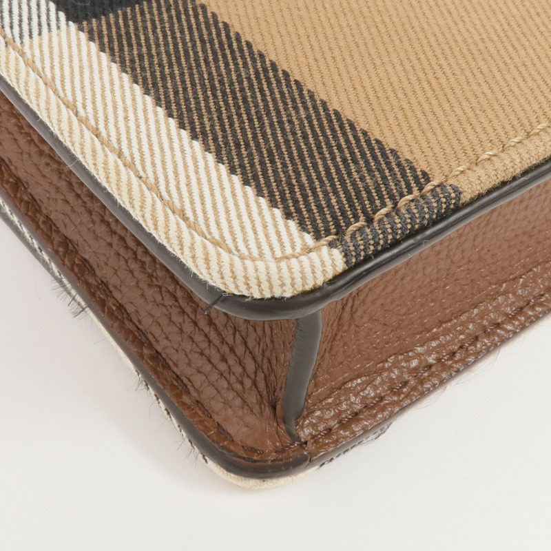 BURBERRY 牛皮皮革/帆布Chain Shoulder金扣鏈帶肩背袋-8