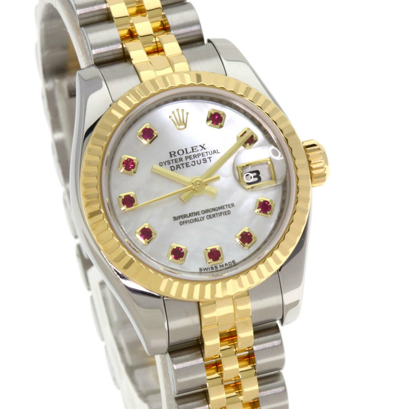 勞力士 179173NGR Datejust 10 件組紅寶石腕錶，不鏽鋼 (SSx18KYG) 女款-3