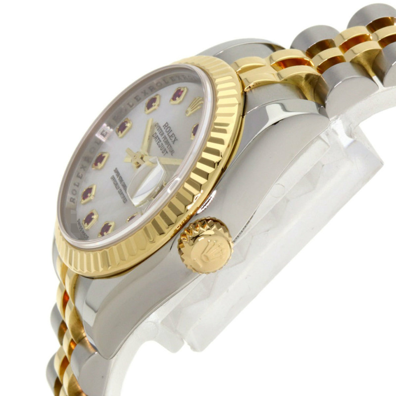 勞力士 179173NGR Datejust 10 件組紅寶石腕錶，不鏽鋼 (SSx18KYG) 女款-4