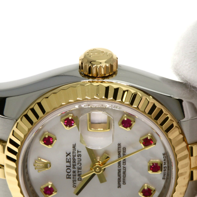 勞力士 179173NGR Datejust 10 件組紅寶石腕錶，不鏽鋼 (SSx18KYG) 女款-16