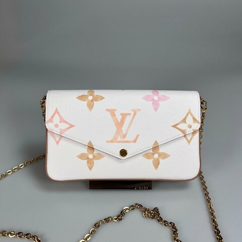 LV M82520/晶片款 拚色老花三合一包