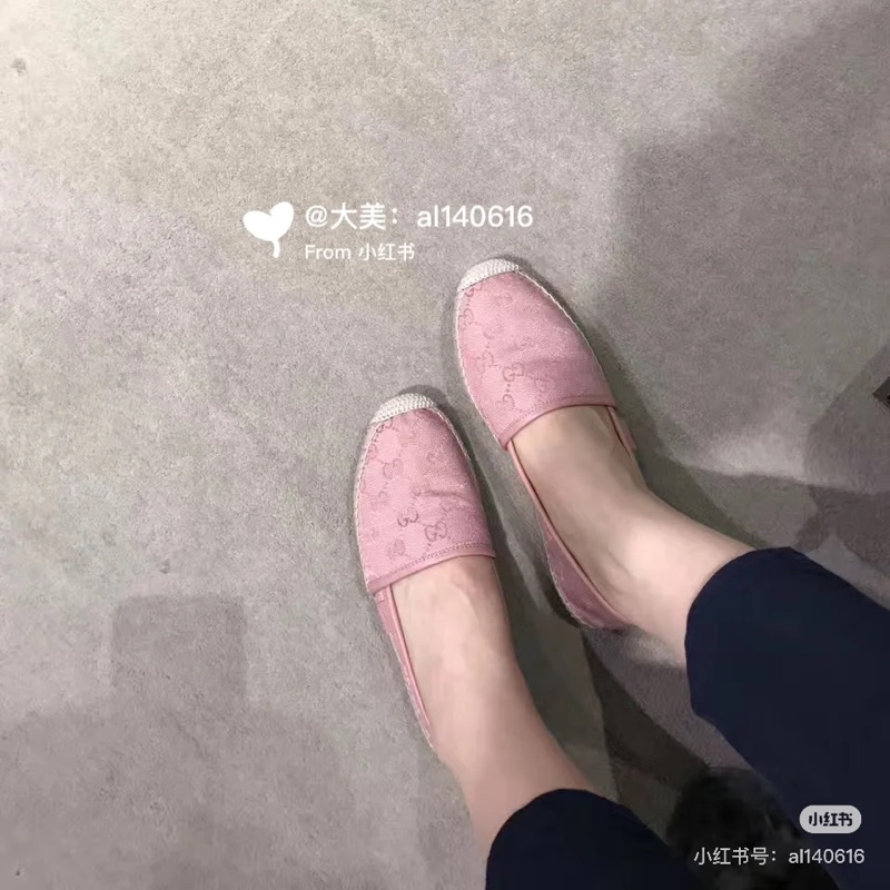 莉亞精品♡ Gucci 老花漁夫鞋 粉#37.5 全新閒置品-1