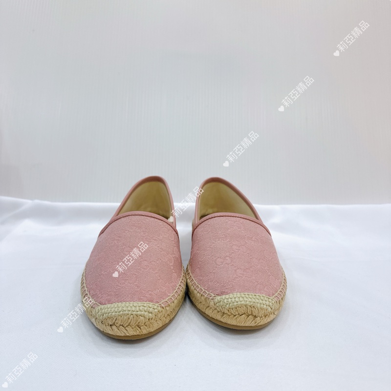 莉亞精品♡ Gucci 老花漁夫鞋 粉#37.5 全新閒置品-2