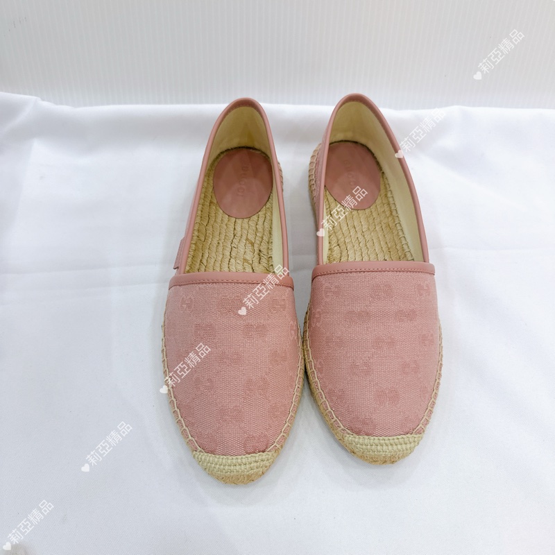莉亞精品♡ Gucci 老花漁夫鞋 粉#37.5 全新閒置品-3