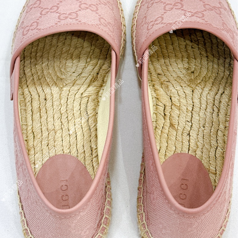 莉亞精品♡ Gucci 老花漁夫鞋 粉#37.5 全新閒置品-5