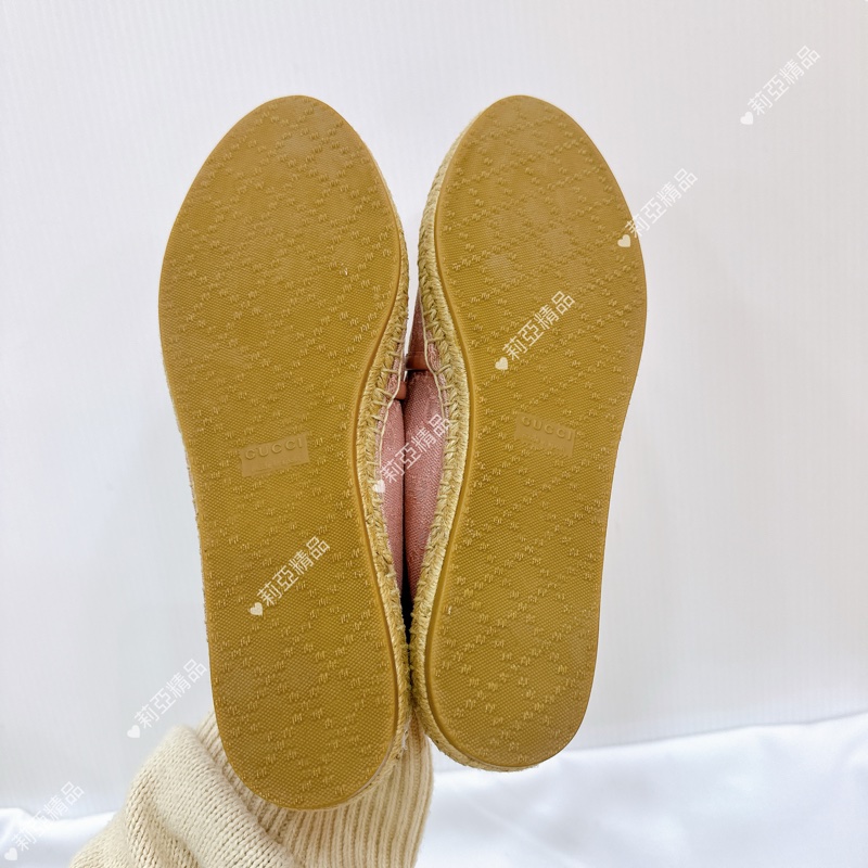 莉亞精品♡ Gucci 老花漁夫鞋 粉#37.5 全新閒置品-6