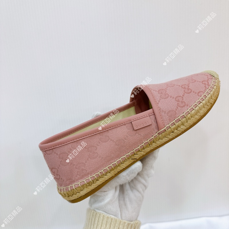 莉亞精品♡ Gucci 老花漁夫鞋 粉#37.5 全新閒置品-7