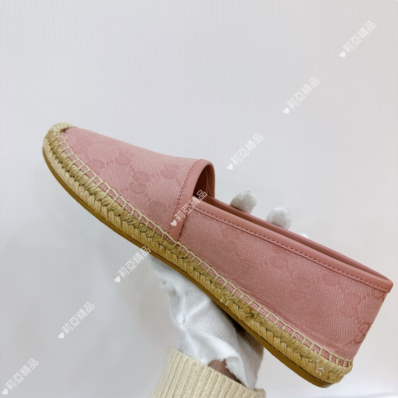 莉亞精品♡ Gucci 老花漁夫鞋 粉#37.5 全新閒置品-8